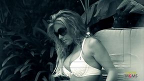 After masturbating by the pool blonde milf has her cunt stuffed with a large dick