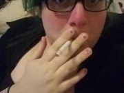 Trashy Green Hair Trans Erotic Smoking