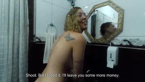 convincing the girl in the coffee shop to have sex in the bathroom for money