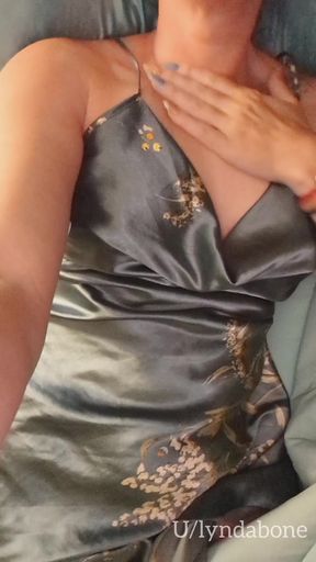 Sexy brunette in satin lingerie