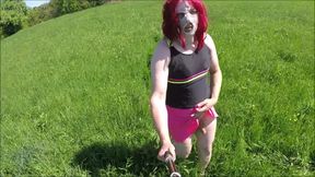 walk with my pink dress. I end up with a big ejaculation on my top