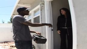 Interracial video with Kendra Secrets a slutty MILF with sexy tattoos and brown hair wants a BBC and drink cum