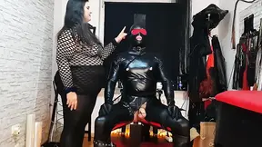 Rubber-wrapped boyfriend gets milky treatment by a busty domme