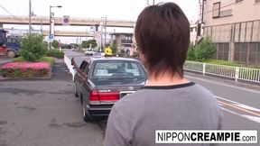 Hot Japanese babe fucks him in the car