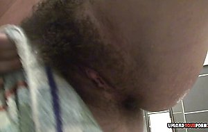 Hairy brunette washes her cunt in the shower —