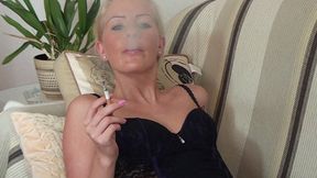 Smoking In Black Lingerie HD-480