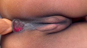 Watch Me Fuck My Pussy Through Black Seamless Pantyhose