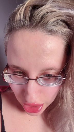 Your Wife Is Nothing Because You in Love with Findom Goaldigger. Edging Ritual in Big Thick Eyeglasses and Red Big Lips.