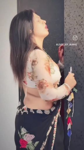 Indian mom with big tits and balls engages in eye contact
