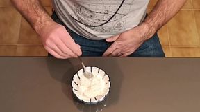 Cicci77 eats ice cream with hot cream after masturbating Pedro!
