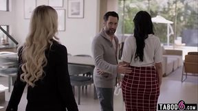 Stepdad gets a MILF blowjob while wife is away