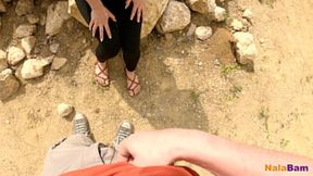 Gravel-pit gangbang with multiple cocks and rough anal&#x1F44C; in filthy outdoor setting