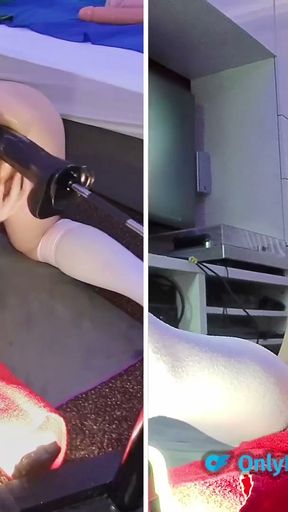 Huge 12 inch big black dildo drilling MILF Essex Girl Lisa's ass   Clip 2