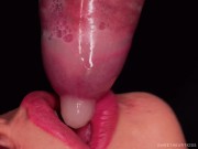 CLOSE UP: BEST Milking MOUTH made You CUM TWICE in CONDOM! Broke the CONDOM and Got All CUM! BLOWJOB