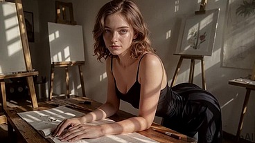 I fucked my friend's girlfriend with the big ass in her art studio while he went to get us some coffee[AI]