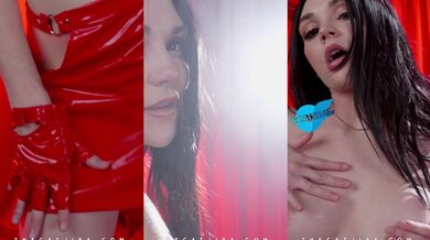 Succubus strips then creeps into your lap for bush riding with doggy style