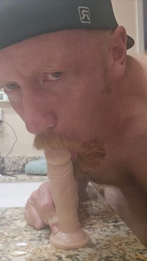 Sucking my dildo, wish it was you