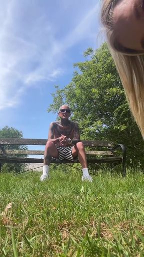 Public park slut gets spited on and fucked