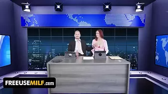 ChannelSkeet Breaking News - Male News Anchor Hot Bangs His Redhead Colleague and 18yo Protester