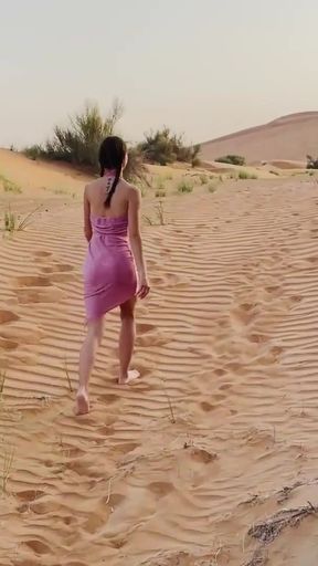 POV oriental beauty do very risky outdoor blowjob in desert of strict arab country   Clip 1