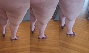 BBW Walking in G-string abs high heels