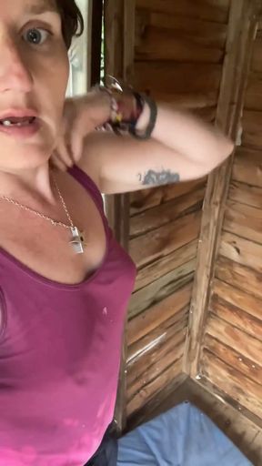 Peeing Outdoors as I Got Caught Short Doing DIY in My Very Overlooked Garden!