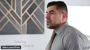 Muscular Hunks Damien and Julian Engage in Intense Office Anal Action