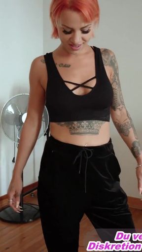 Skinny German redhead slut fucks users at her home POV   Clip 1