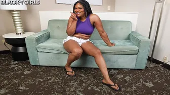 Horny Black Tgirl Gemini Strokes Big Black Cock and Teases Feet
