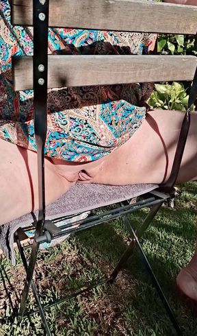 Hanging out my drapes in the garden.