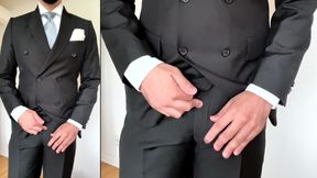 Suited Businessman Jerking off