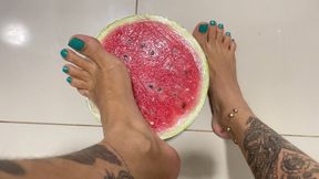 crushing watermelon