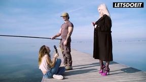 Wild Beach Adventure: GF Captures Her Boyfriend's Steamy Encounter with Another Woman - Featuring Georgie Lyall & Frida Sante