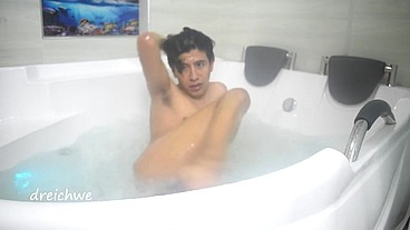 Taking a bath in the tub
