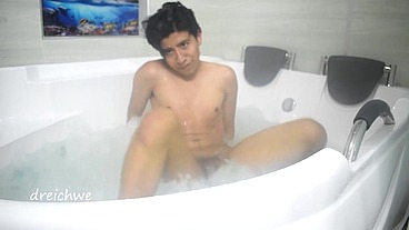 Taking a bath in the tub
