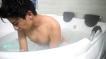 Taking a bath in the tub
