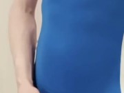 Jerking off a huge cock in spandex