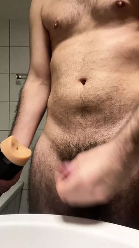 Mykeyxxl - stroking my big dick with my favorite flesh toy until I cum - part 2