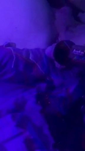 S1uttranspup Takes a 9 Inch Dildo in a Blacklit Room