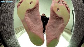 New Model tall latina blonde with BIG FEET! GLASS POV! Part 2- MOV