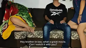 Sucks Her Stepbrother-in-law's Cock Next to Her Stepsister  She Begs Him to Fuck Her Ass and Cum Inside