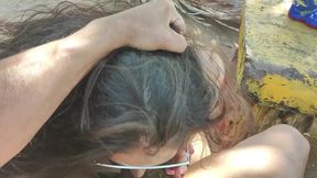 Linda latina follando en playa publica