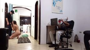 while the husband is at work, the wife receives the delivery man.