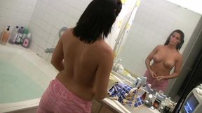 Tanlines Big Tits Teen get a bath