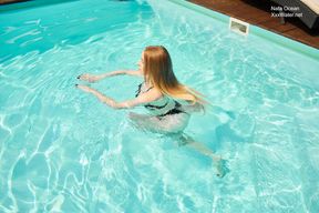 Perfect body blonde teen enjoys naked swimming