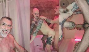Mature Monster Daddy Fucks Tattoo Boy in the Jacuzzi
