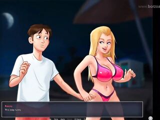 College teen golden-haired with large breasts gets her hawt allies to join for snatch creampie party (Summertime Saga - Roxy three)