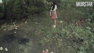 Student loses skirt in forest after leaking photos and gets fucked raw on camera muStar part 1
