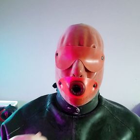 Heavy rubber latex: Sissy in training swallows 4 loads of cum.