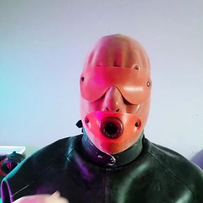 Heavy rubber latex: Sissy in training swallows 4 loads of cum.